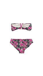 Black and Hot pink bandeau cut bikini with low rise hipster bottom